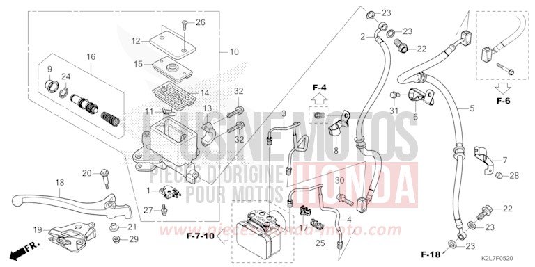 MAITRE-CYLINDRE DE FREIN AVANT CYLINDRE von ADV 350 MAT CARBONIUM GRAY METALLIC (NHB52) von 2023